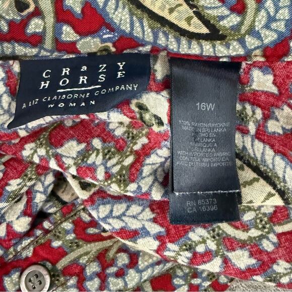 Y2K Crazy Horse by Liz Claiborne Maxi Dress 16W Plus Size Button Down Paisley - Picture 6 of 6
